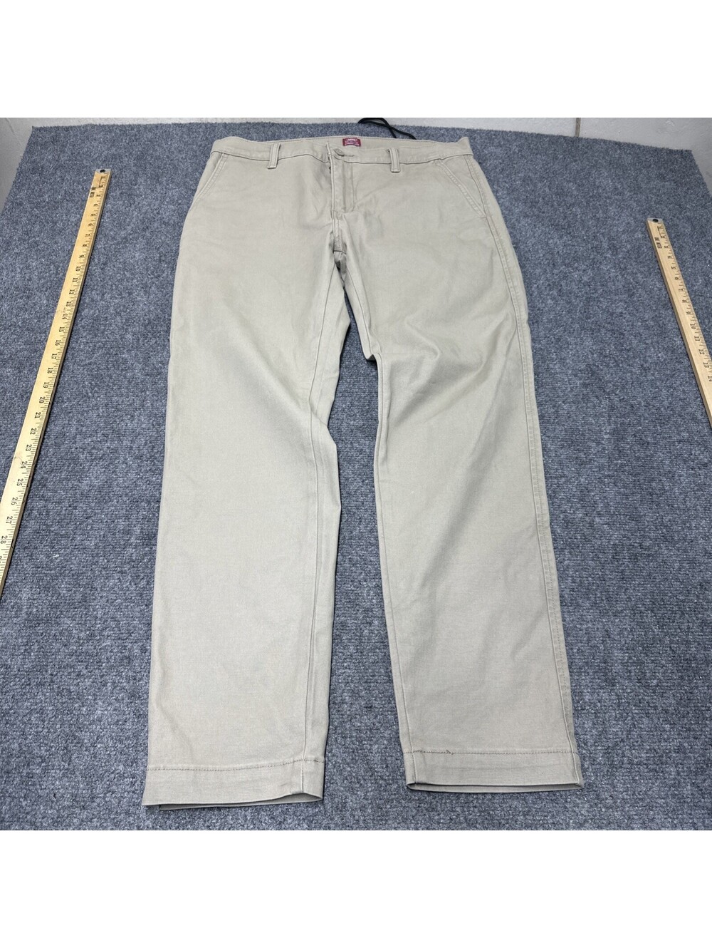 Levis XX Chino Pants Mens 34X32 Tan Khakis Standard Taper Flat Front Stretch EUC